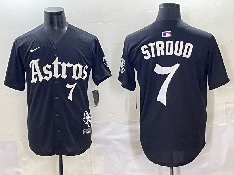 Men 2025 Houston Astros #7 Stroud Black Five generations Joint Name Nike MLB Jersey style 8